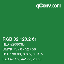 カラーコード: RGB 32 128.2 61 | qconv.com