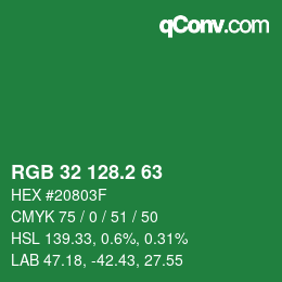 カラーコード: RGB 32 128.2 63 | qconv.com