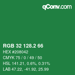 カラーコード: RGB 32 128.2 66 | qconv.com