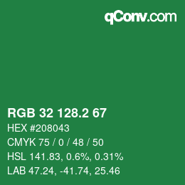 カラーコード: RGB 32 128.2 67 | qconv.com