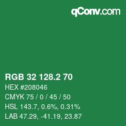 カラーコード: RGB 32 128.2 70 | qconv.com