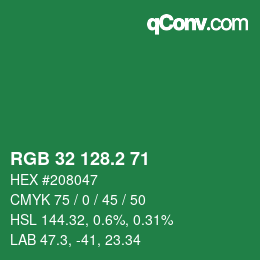 カラーコード: RGB 32 128.2 71 | qconv.com