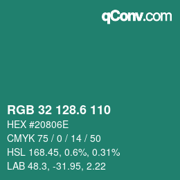 カラーコード: RGB 32 128.6 110 | qconv.com