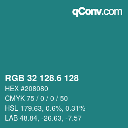 カラーコード: RGB 32 128.6 128 | qconv.com