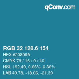 カラーコード: RGB 32 128.6 154 | qconv.com