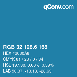 カラーコード: RGB 32 128.6 168 | qconv.com