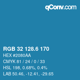 カラーコード: RGB 32 128.6 170 | qconv.com