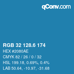カラーコード: RGB 32 128.6 174 | qconv.com