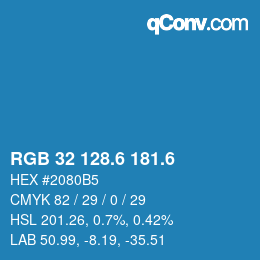 カラーコード: RGB 32 128.6 181.6 | qconv.com