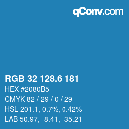 カラーコード: RGB 32 128.6 181 | qconv.com