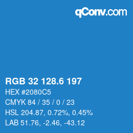 カラーコード: RGB 32 128.6 197 | qconv.com