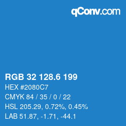 カラーコード: RGB 32 128.6 199 | qconv.com