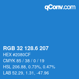 カラーコード: RGB 32 128.6 207 | qconv.com