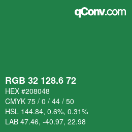 カラーコード: RGB 32 128.6 72 | qconv.com