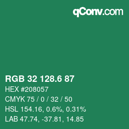 カラーコード: RGB 32 128.6 87 | qconv.com