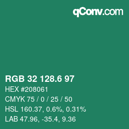 カラーコード: RGB 32 128.6 97 | qconv.com