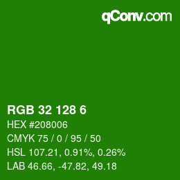 Color code: RGB 32 128 6 | qconv.com