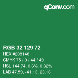Color code: RGB 32 129 72 | qconv.com