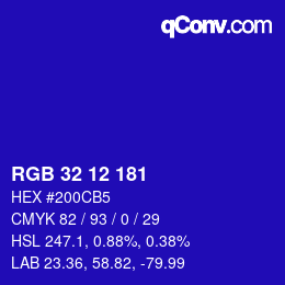 Color code: RGB 32 12 181 | qconv.com