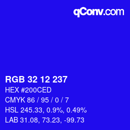 Color code: RGB 32 12 237 | qconv.com