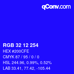 Color code: RGB 32 12 254 | qconv.com