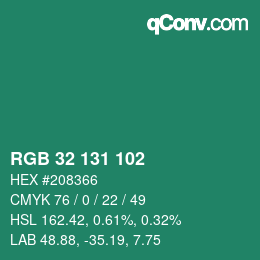 Color code: RGB 32 131 102 | qconv.com