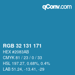 Color code: RGB 32 131 171 | qconv.com