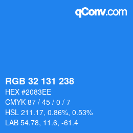Color code: RGB 32 131 238 | qconv.com