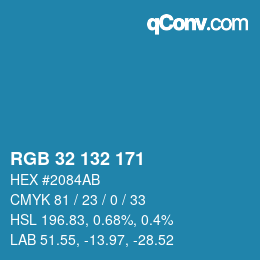 Color code: RGB 32 132 171 | qconv.com