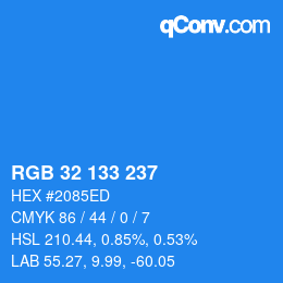 Color code: RGB 32 133 237 | qconv.com