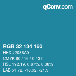 Color code: RGB 32 134 160 | qconv.com