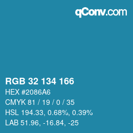 Color code: RGB 32 134 166 | qconv.com