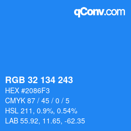 Color code: RGB 32 134 243 | qconv.com