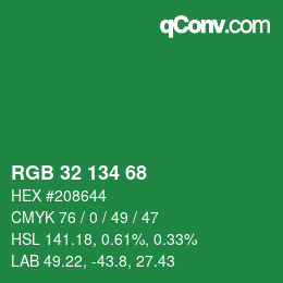 Color code: RGB 32 134 68 | qconv.com