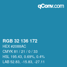 Color code: RGB 32 136 172 | qconv.com