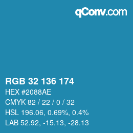 Color code: RGB 32 136 174 | qconv.com