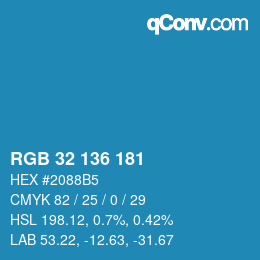 Color code: RGB 32 136 181 | qconv.com