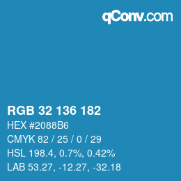 Color code: RGB 32 136 182 | qconv.com