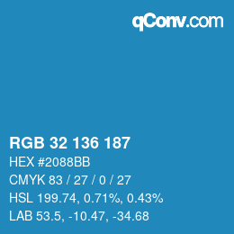 Color code: RGB 32 136 187 | qconv.com