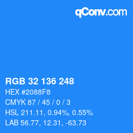 Color code: RGB 32 136 248 | qconv.com