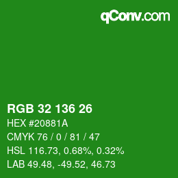 Color code: RGB 32 136 26 | qconv.com
