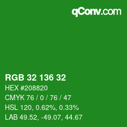 Farbcode: RGB 32 136 32 | qconv.com