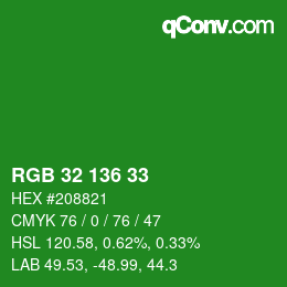 Color code: RGB 32 136 33 | qconv.com