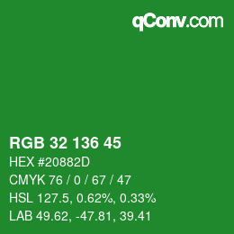 Color code: RGB 32 136 45 | qconv.com