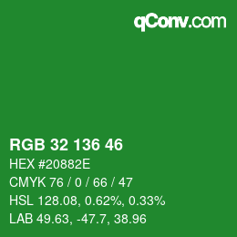 Color code: RGB 32 136 46 | qconv.com