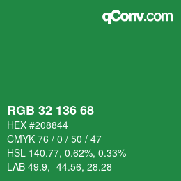 Color code: RGB 32 136 68 | qconv.com