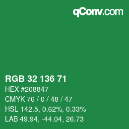 Color code: RGB 32 136 71 | qconv.com