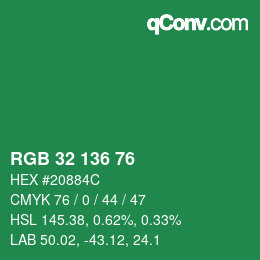 Color code: RGB 32 136 76 | qconv.com