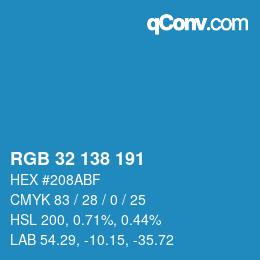 Color code: RGB 32 138 191 | qconv.com