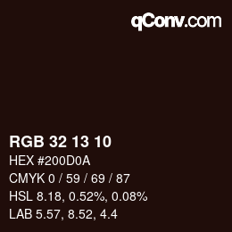 Color code: RGB 32 13 10 | qconv.com